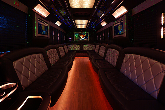 several TVs on party bus