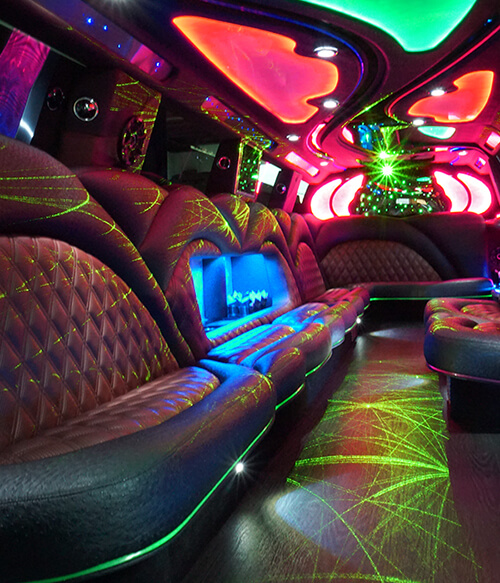 neon lights in a limousine
